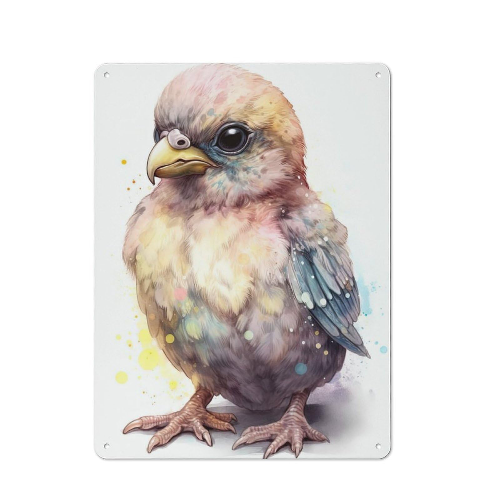 Junmoney Watercolor Baby Eagle Art Vintage Tin Sign 40X30cm With For Man Cave Or Games Room, Suited To Wall Displays In Games Rooms And Man Caves