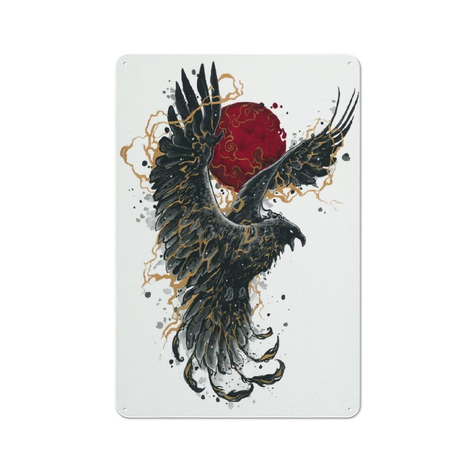 Vintage Metal Sign with Lightning Bird Design 30x20cm, Vintage Bar Wall Plaque for Cafe, Pub, Workshop Or Home Bar