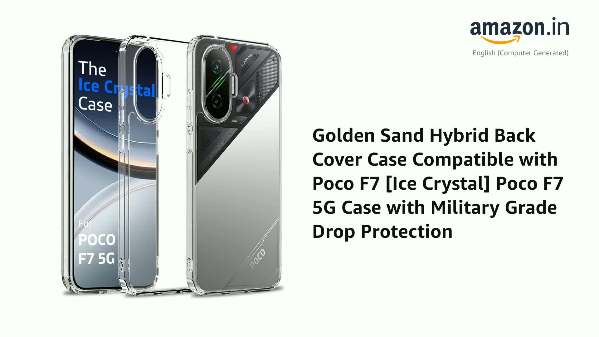 Golden Sand Hybrid Back Cover Case Compatible with Poco F7 [Ice
