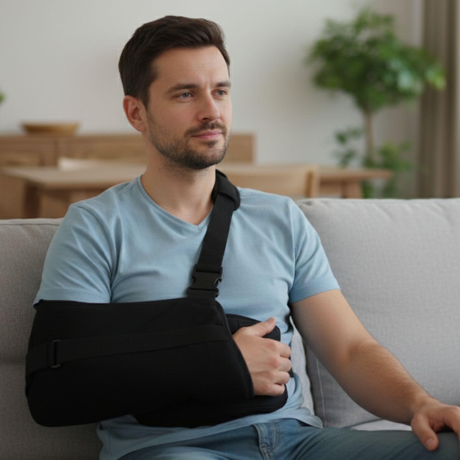 Ausilium Cojín para Abducción de Hombro Ambidiestro – Soporte para Brazo Postoperatorio para Rehabilitación del Manguito Rotador y el Brazo – Banda Ajustable, Talla Única, Negro