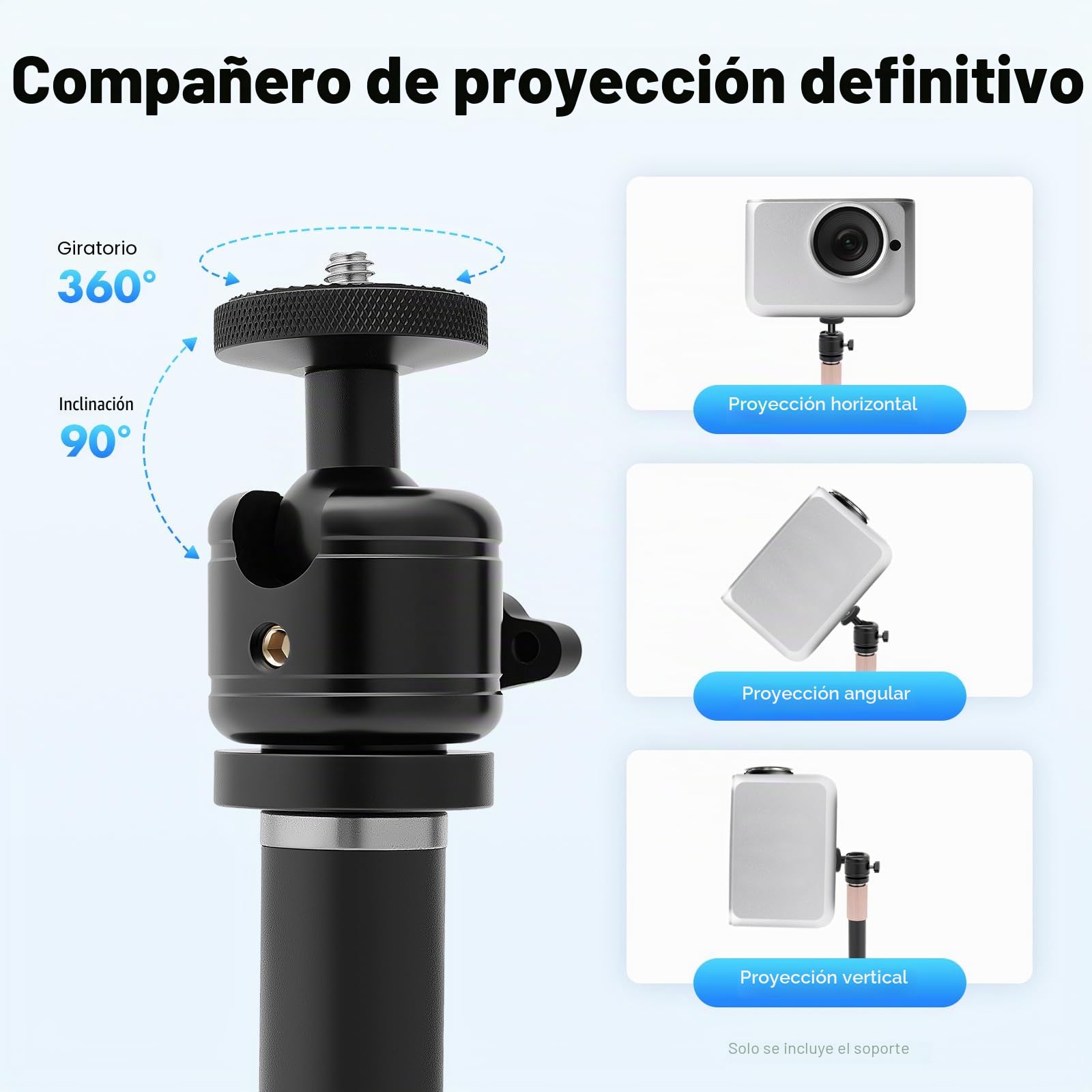 MINRS Soporte para proyector, 65 – 120 cm, altura regulable, giratorio 360°, soporte de suelo con rosca universal 1/4