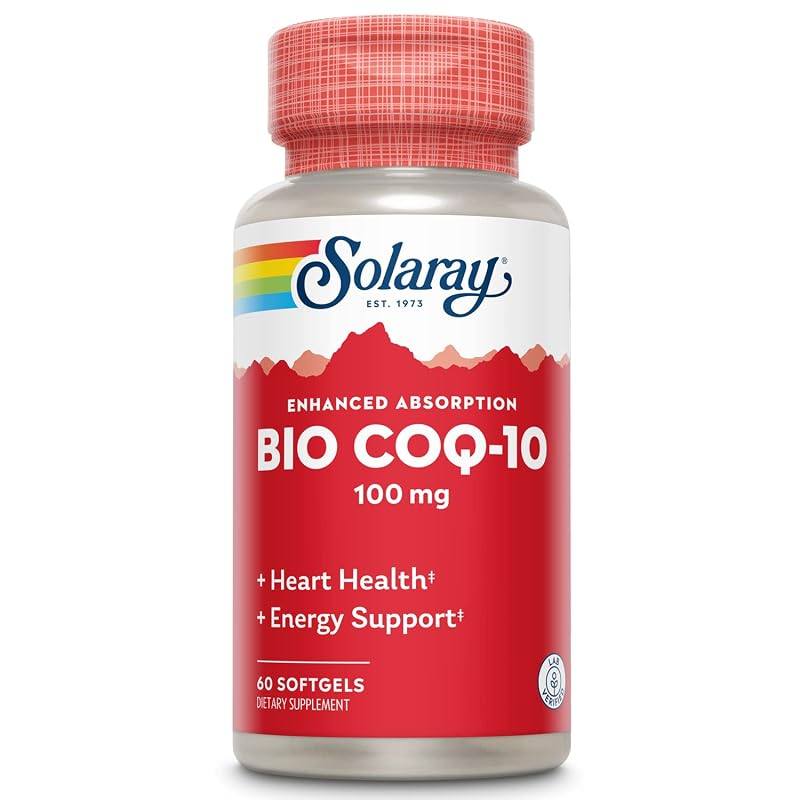 SOLARAY Suplemento de Coenzima Q10 (CoQ10) 100 mg, 60 cápsulas gelatinosas vegetarianas