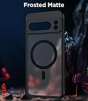 Vista 8 de Funda magnética para Google Pixel 8 Pro [compatible con MagSafe] delgada, translúcida mate, parte trasera dura y parachoques negro suave, cubierta a