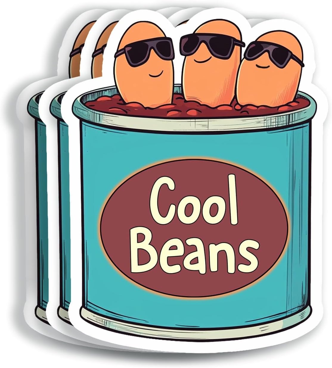 (3Pcs 3X3) Cool Beans Stickers - Food Sticker - Beans Pun Stickers - Canned Food Sticker - Punny Beans Canned Sticker - Funny Doodie Sticker - Book Laptop Tumbler Waterproof Sticker