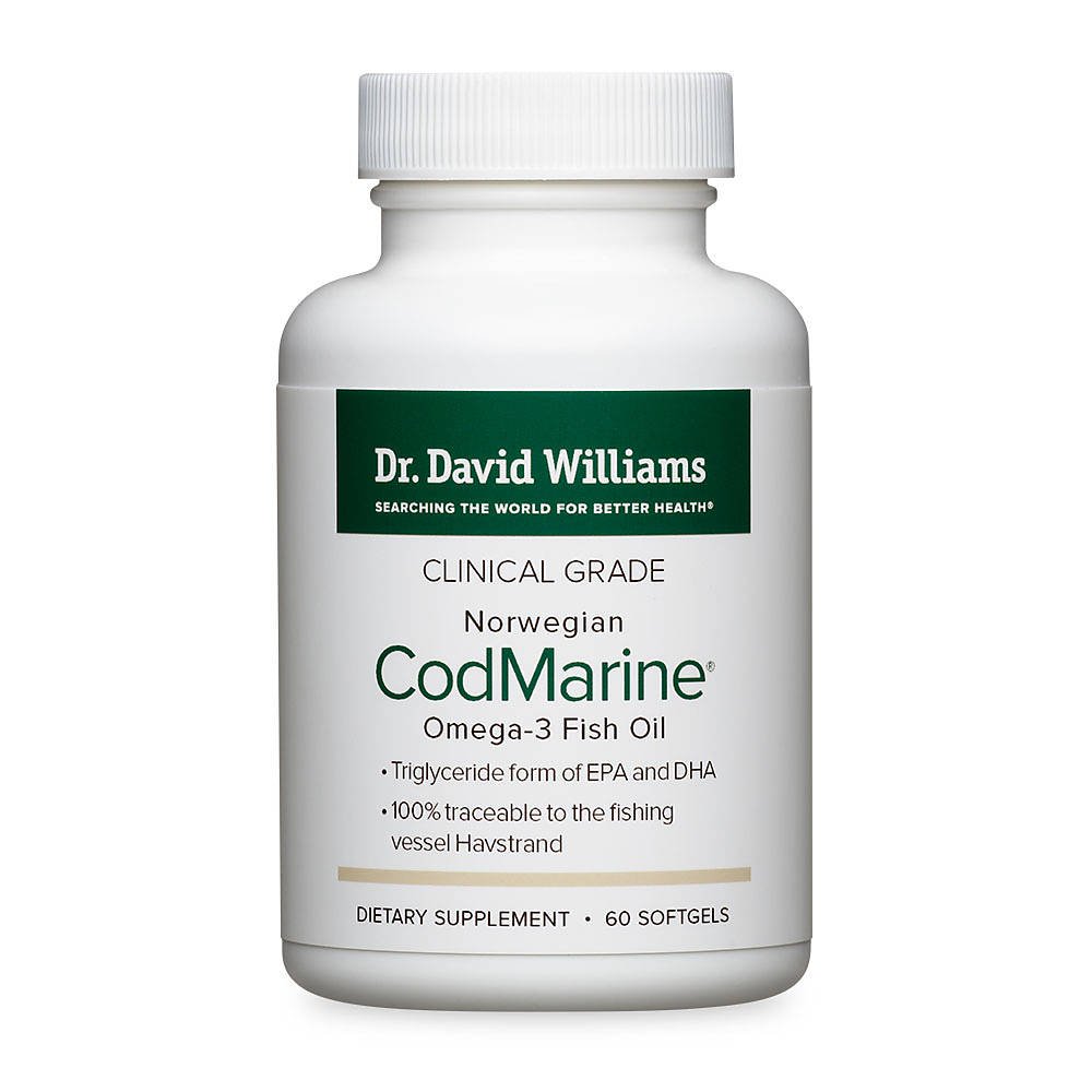 Dr. David Williams' Clinical Grade Norwegian CodMarine Omega-3 Fish Oil with a 3:1 Ratio of DHA to EPA, 60 Softgels (30-Day Supply)