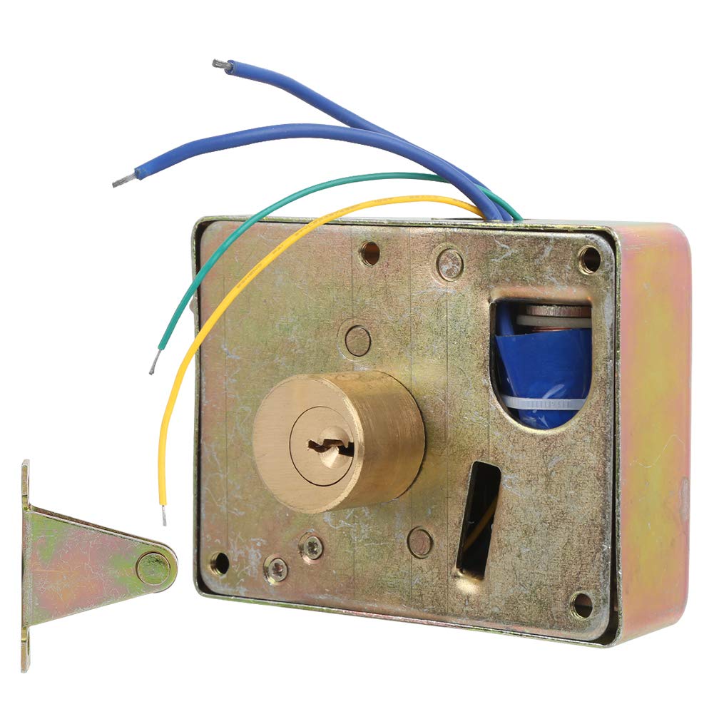 Single Headed Electric Control Lock DC12V, AntiTheft Gate Lock, Home Security Lock, Security Home Door Access with 3 Keys(Cabinet Drawer Rightward Unlock)