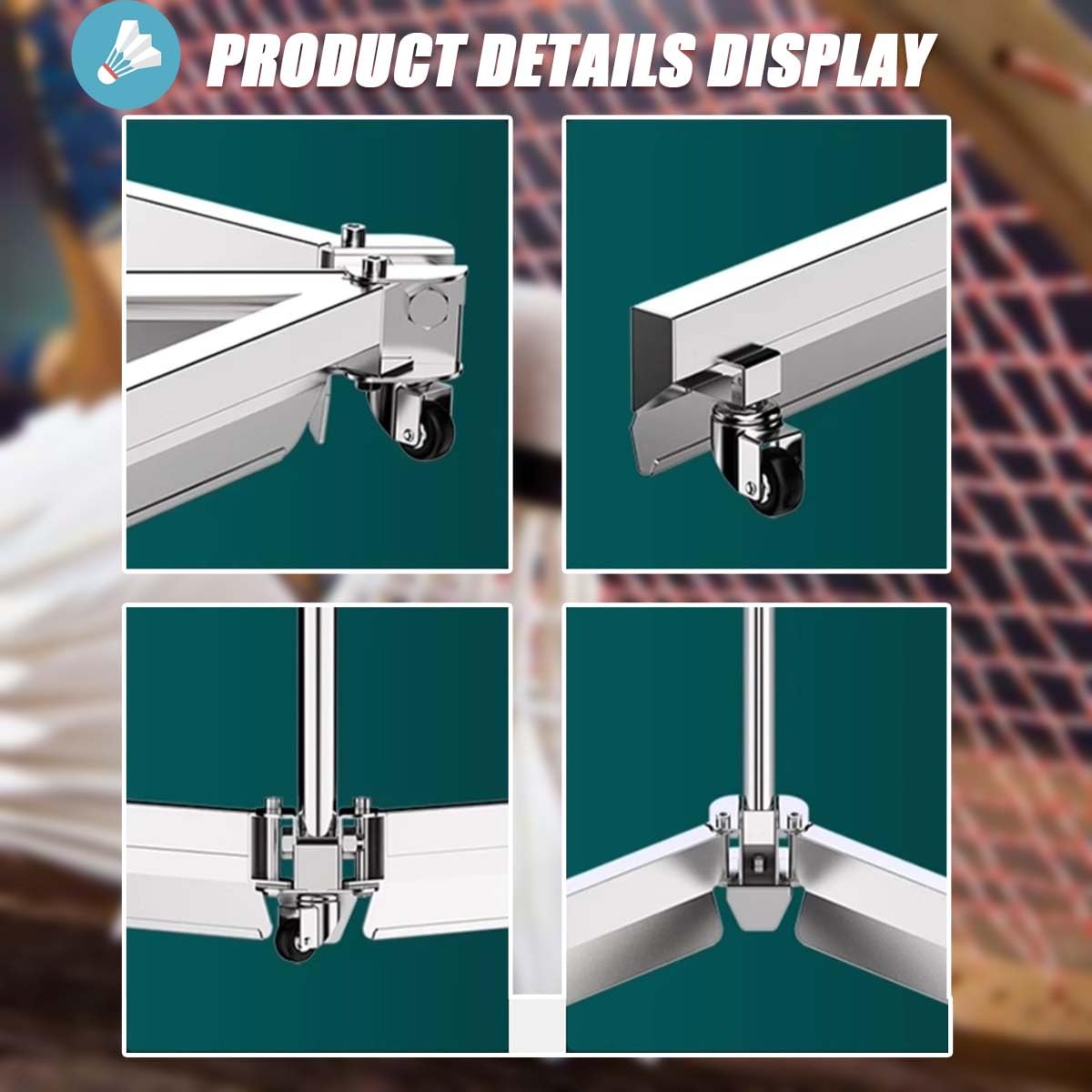 Raccoglitore per volano da badminton con ruote silenziose, spazzatrice leggera e portatile per una conservazione rapida, ideale per una rapida pulizia del badminton