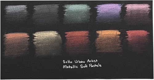 Miniatura 4 de SoHo Urban Artist Juego de 10 colores pastel suaves iridiscentes metálicos, palitos pastel vibrantes para arte, dibujo, mezcla, capas y sombreado
