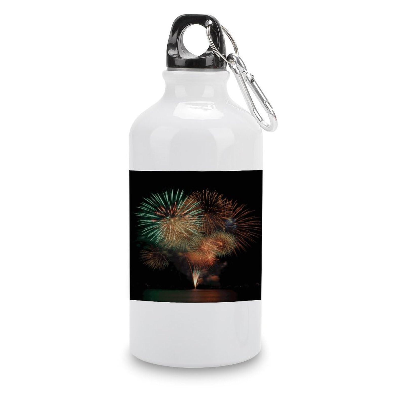 MUSM Fireworks Water Bottles Sublimation Aluminium Water Bottle with Lid&Hook Lightweight Leak Proof Travel Bottles Reusable Sports Water Bottle Hydration Flask for Outdoor