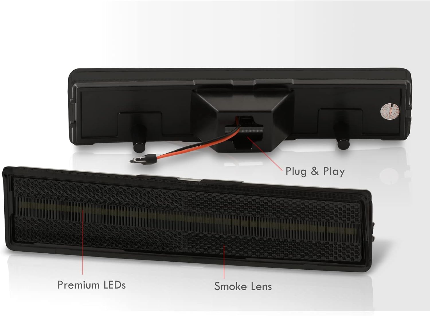 AJP Distributors Smoke Lens White LED Front Fender Bumper Side Marker Lights Reflector Signal Lamps Assembly Compatible/Replacement For Bronco F100 F150 F250 F350 1980 1981 1982 1983 1984 1985 1986