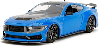 Toys Bigtime Muscle 1:24 2024 Ford Mustang Dark Horse Die-cast Car - Opening Doors, Hood, Trunk, Rubber Tires(Blue)