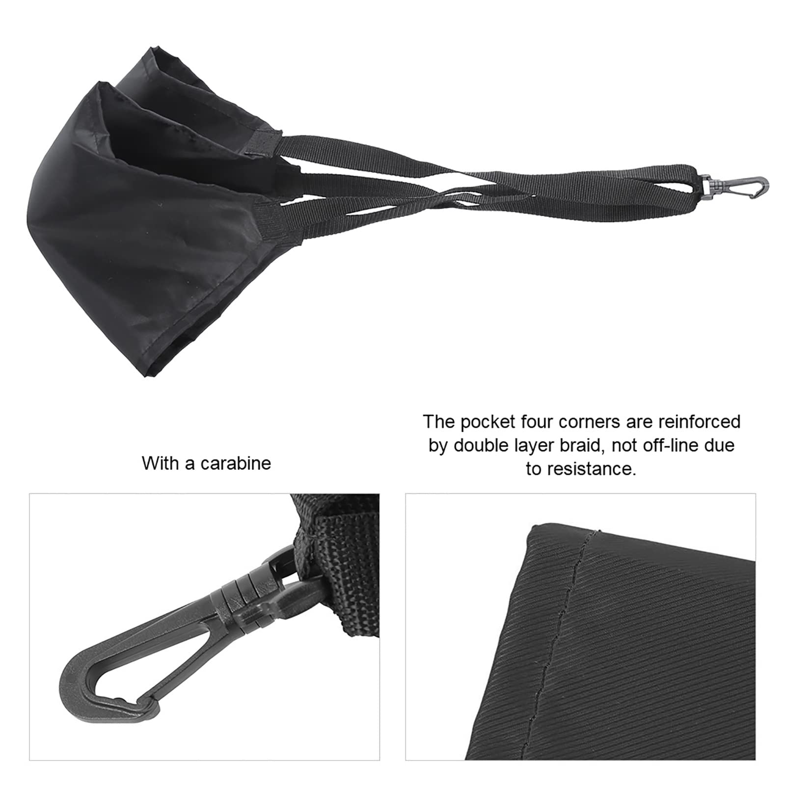 QANYEGN Swimming Strength Training Belt, Swim Resistances Belt, Swim Trainer for Training Exerciser, Parachute Swimming (Large Black)