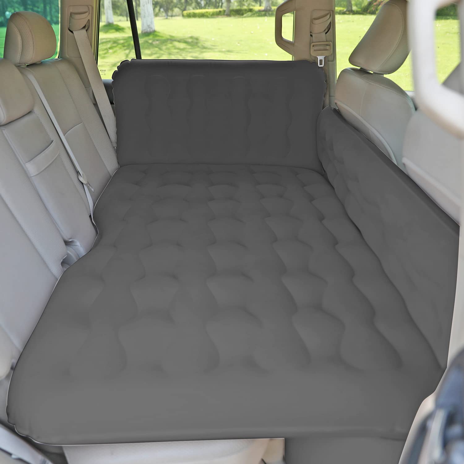 Allextreme F1 Multifunctional Inflatable Car Bed Mattress Universal Car Back Seat for Baby Travel Air Inflation with Two Air Pillows, Car Air Pump and Repair Kit (Black)