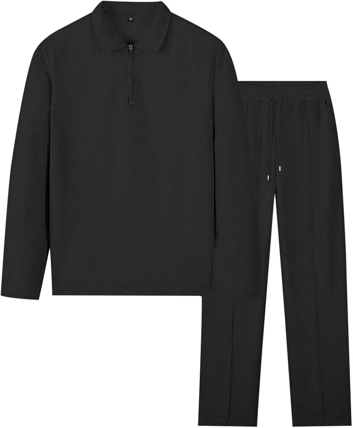 Cambkatl Waffle Sweatsuit for 2 Piece Jogging Outfits, Quarter Zip Lapel Athletic Sweatshirt with Sweatpants Tracksuit Sets