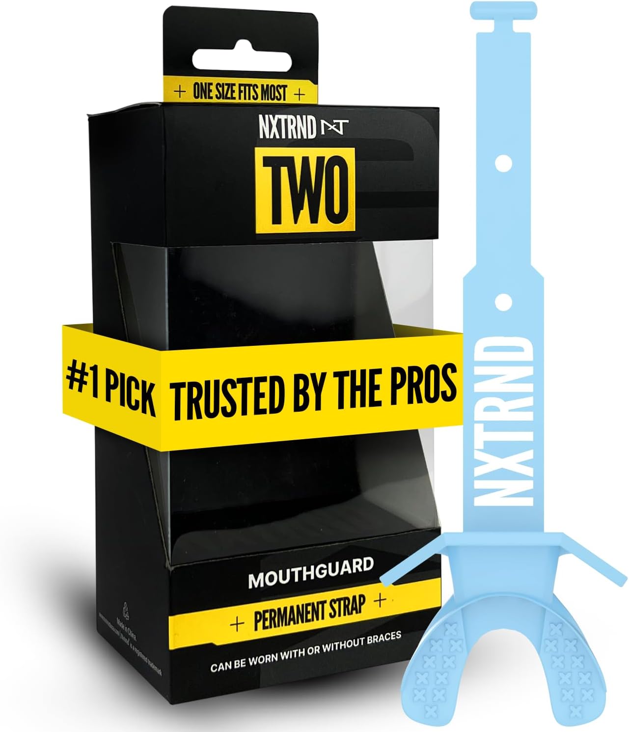 Nxtrnd Two Football Mouth Guard, Football Mouthpiece with Strap, Fits Adult & Youth (Columbia Blue)