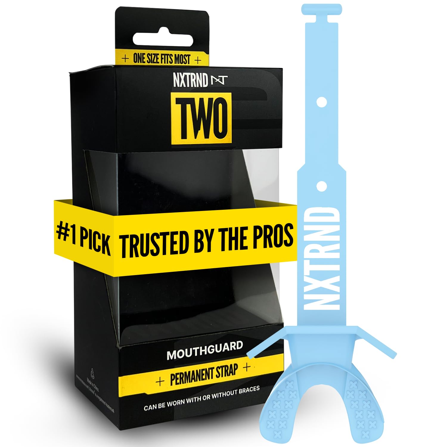 Nxtrnd Two Football Mouth Guard, Football Mouthpiece with Strap, Fits Adult & Youth (Columbia Blue)