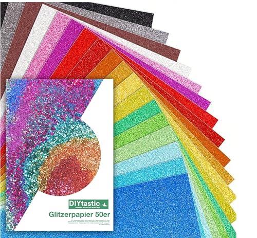 Lot de 150 feuilles de papier pailleté A4 : papier à paillettes colorées de 250 g/m² – Idéal pour les travaux manuels et la création – Carton photo et papier d'impression pour papier de bricolage