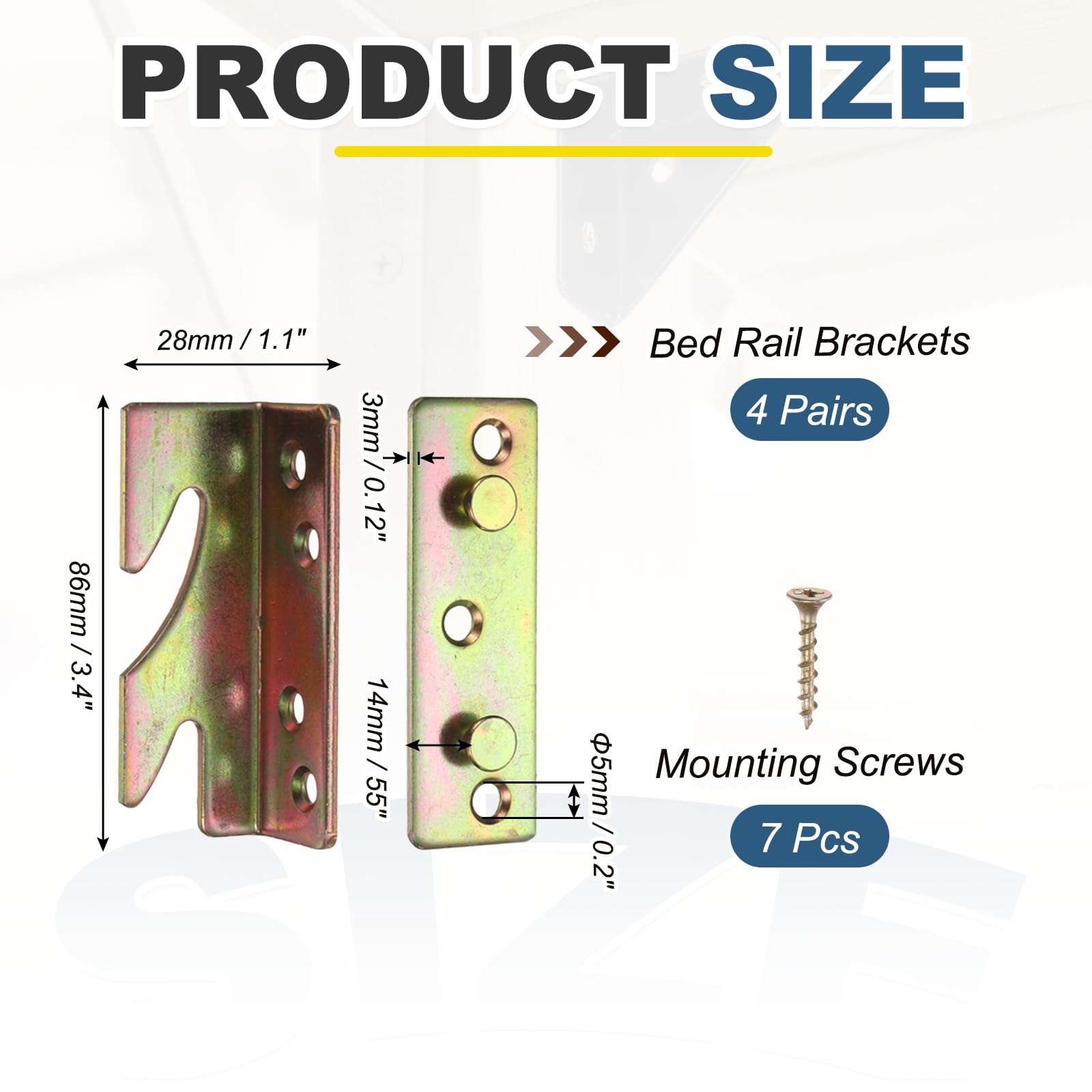 PATIKIL Bed Rail Hooks 4", Carbon Steel Bed Rail Plates Brackets Fasteners Hardware for Head Board Footboards Furniture Frame - Image 2