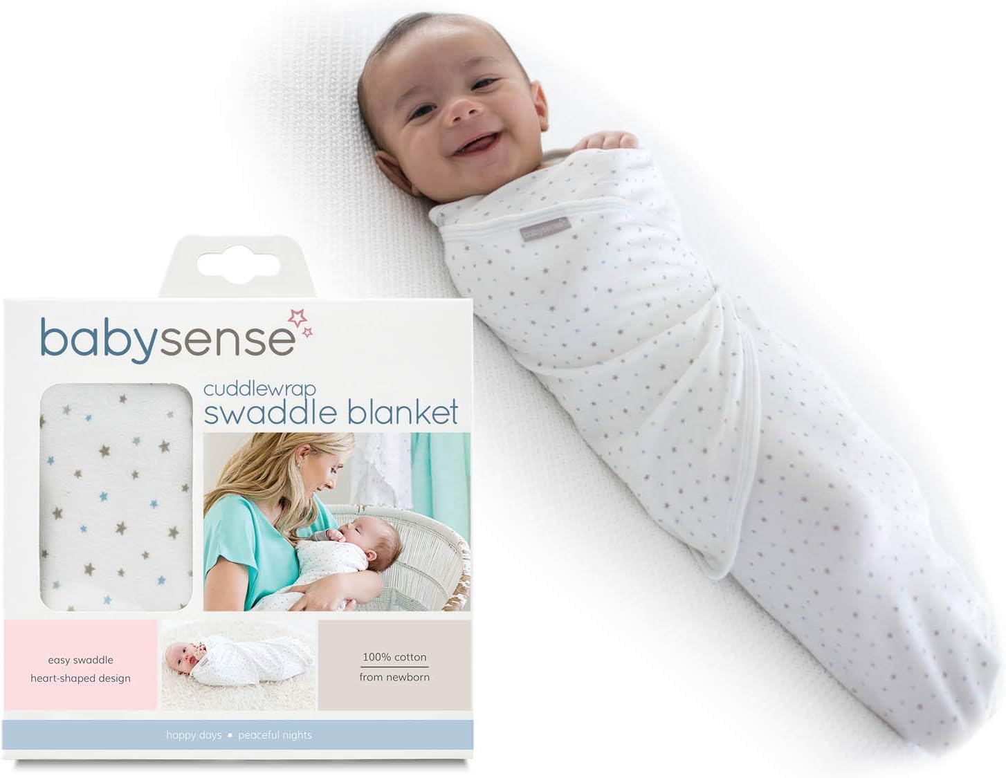 Baby Sense Cuddlewrap Swaddle Blanket/Award-Winning Baby Wrap | Stretchy & Safe 100% Premium Cotton + Breathable Fabrics for Sleep, Body Temperature, Feeding, Calming