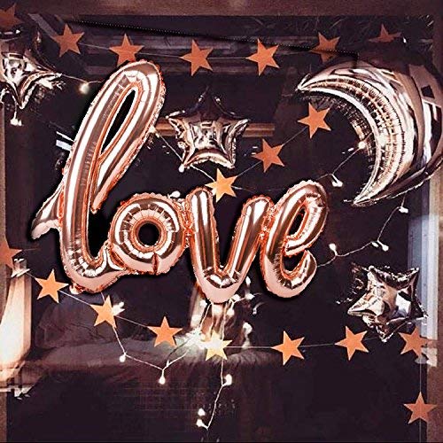 Large Rose Gold Love Foil Balloons Banner,42 Inch Mylar Foil Letters Balloons Reusable Ecofriendly Material For Wedding Bridal Shower Anniversary Engagement Party Decorations Supplies #TOP5