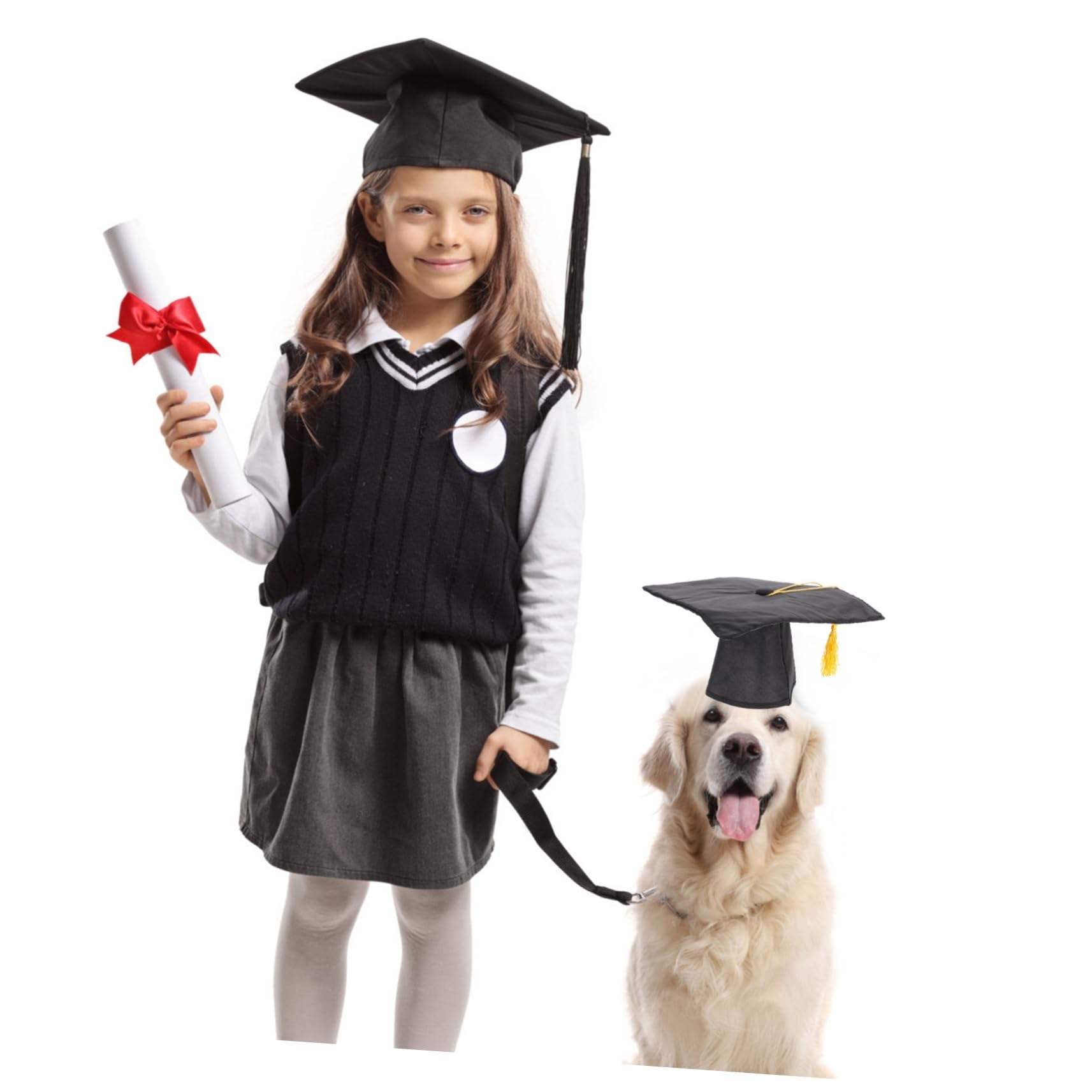 ifundom Custom Black Dog Graduation Cap with Tassels for All Breeds Creative DIY Party Accessory for Pets for Graduation Celebrations