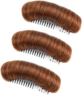 Ericotry 3 Pieces Hair Bun Invisible False Hair Clip Bump It Up Volume Hair Base Fluffy Princess Styling Increased Hair Pad Styling Insert Tool Increased Hair Pad Hair Accessories (Light Brown)