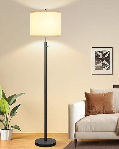 Miniatura 18 de 【Actualizado】Lámparas de pie doradas regulables para sala de estar, bombilla LED de 11 W incluida, lámpara de pie moderna con base de mármol, luz