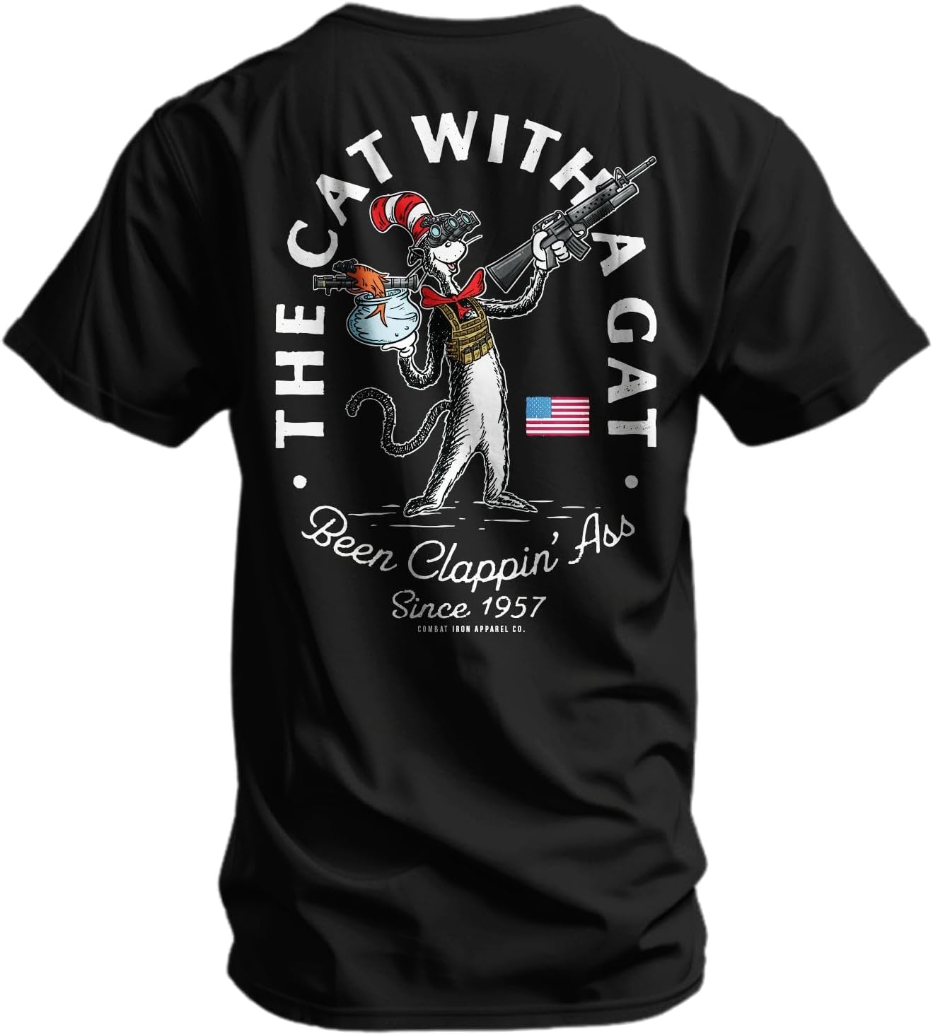 Combat Iron Men's Graphic Tees | The Cat with A Gat | Men’s Graphic T-Shirts