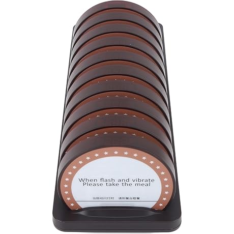 10 Pager Wireless Buzzers Set | Waterproof IP54 | Vibrate, Flash, Sound...