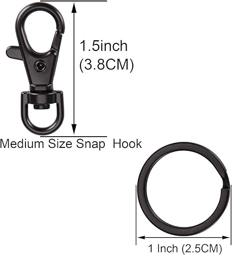 Miniatura 3 de 20 cierres giratorios de gancho a presión con llaveros de metal, llavero de llavero, ganchos de pinza de langosta giratorios para manualidades,