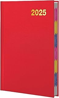 カレンダー ノート、2025 手帳プランナー - 学校ノート | カレンダー 2025 ノートブック A5 ハードカバー エグゼクティブ プランナー デイリー ノートブック (レッド)