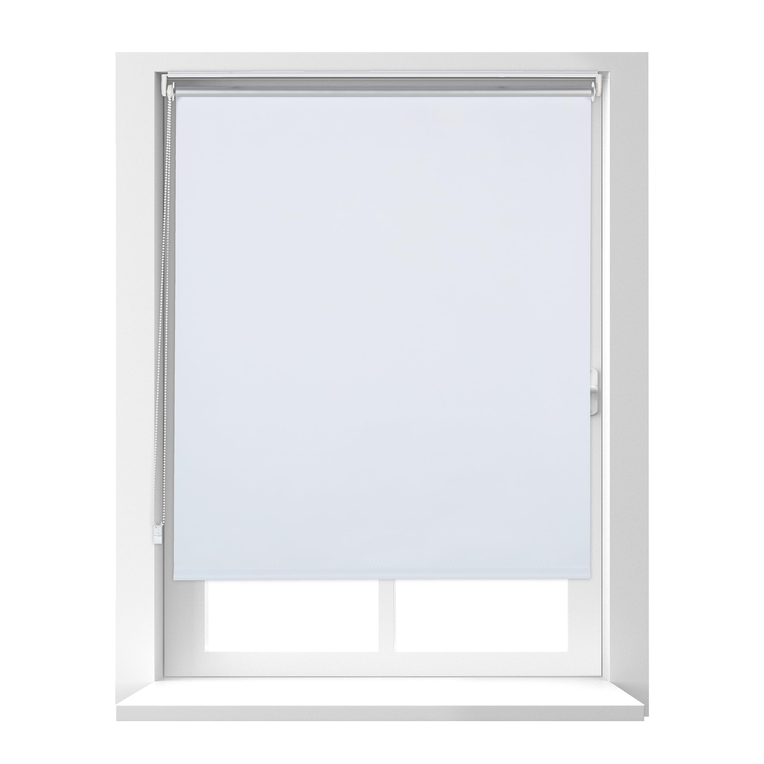 Relaxdays Blackout Blind, Thermal Roller Curtain, No Drill, Attach with Clamps, 100x160cm Length, 96cm Width, PVC, White