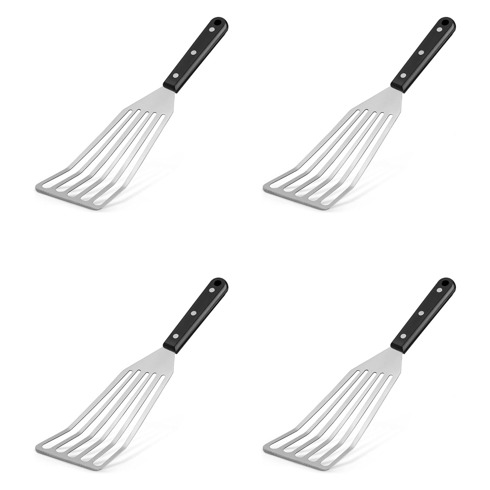 Spatule à poisson en métal fin de 12,4 pouces avec tête inclinée ergonomique x4