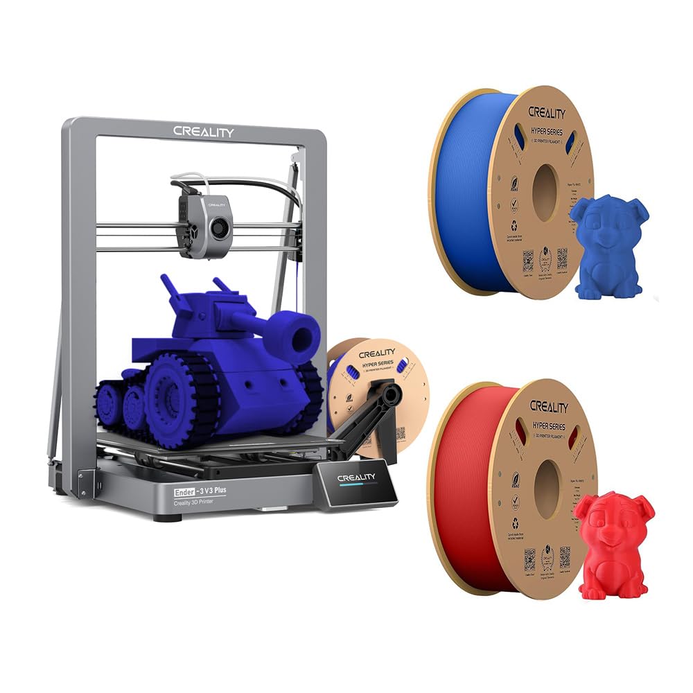 Comgrow Creality Ender 3 V3 Plus 3D Printer and Creality Hyper Filament PLA Blue and Red High Speed 30-600mm/s 3D Printer Filament