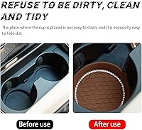Vista 27 de zipelo Bling Car Cup Coaster, 2 Pack Universal Vehicle Anti-Slip Cup Holder Insert Coasters, Crystal Rhinestone Silicone Shockproof Drink Mat, Car