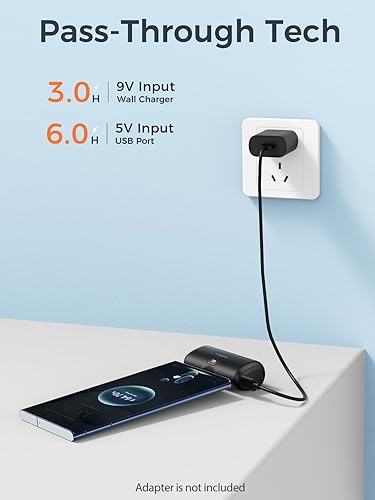 Miniatura 6 de Taegila Cargador portátil pequeño USB C Power Bank de 5000 mAh, mini batería de teléfono celular con cable integrado, pantalla LCD y luz LED para