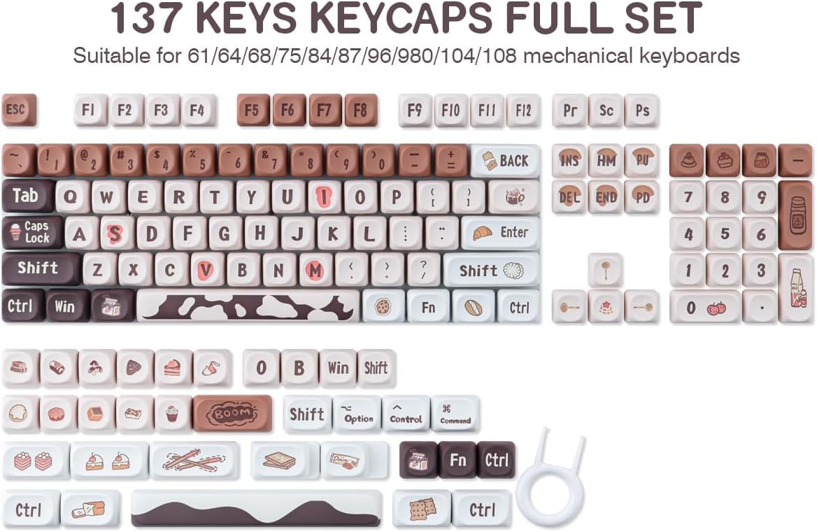 JakeTsai MOA Profile Lot de Touches PBT 60%, 136 Touches Personnalisées par Sublimation ANSI compatibles avec Cherry MX Switch Clavier Mécanique