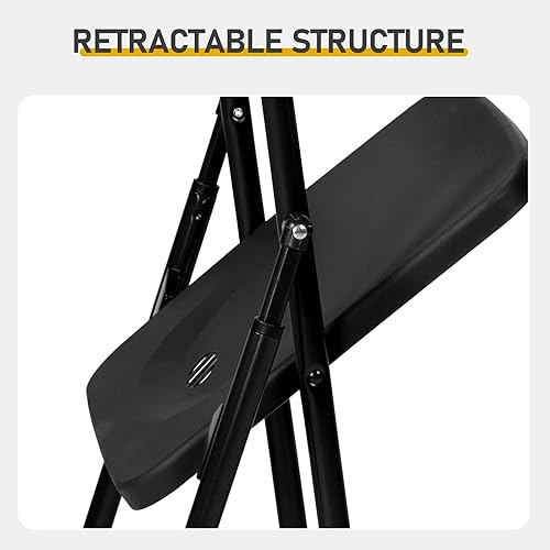 Miniatura 4 de 10pcs Ergonomic Black Plastic Folding Chairs with Iron Frame  Sturdy Stackable Folding Chairs for Indoor and Outdoor Use, Perfect for Family
