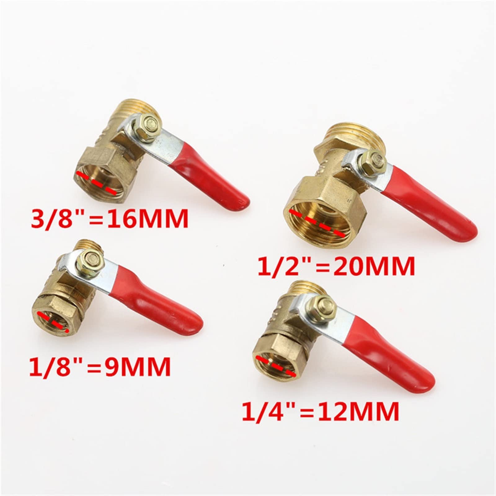 Valvola 1/8 "1/4" 3/8 "1/2" Filettatura Femmina/Maschio Pneumatica Mini Valvola a Sfera Connettore in Ottone Giunto Tubo di Rame Raccordo Accoppiatore Adattatore(3/8 inch)
