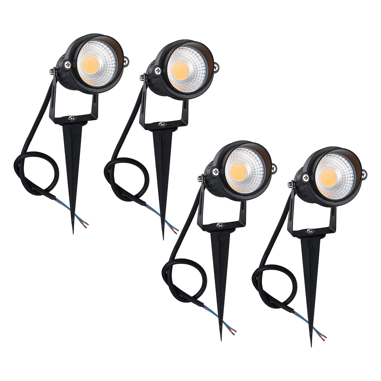 M Macor 5 Watt LED Outdoor Garden Spotlight - IP65 Waterproof Black Aluminum Body Spike Light for Yard, Lawn, Parking (Blue, Pack of 4)