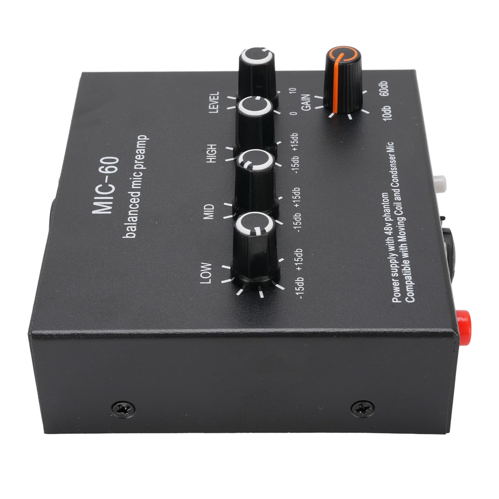 Preamplificatore Microfonico, Potente Amplificatore di Guadagno, Alimentatore da 48 V per Home Studio e Live Streaming, Lega di Alluminio Nera, Design Compatto (#1)