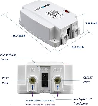 Water Dispenser 5 Gallon Bottle Water Pump System 60PSI for Fridge Ice Maker Faucet (12V Upgraded -Dual Inlet)