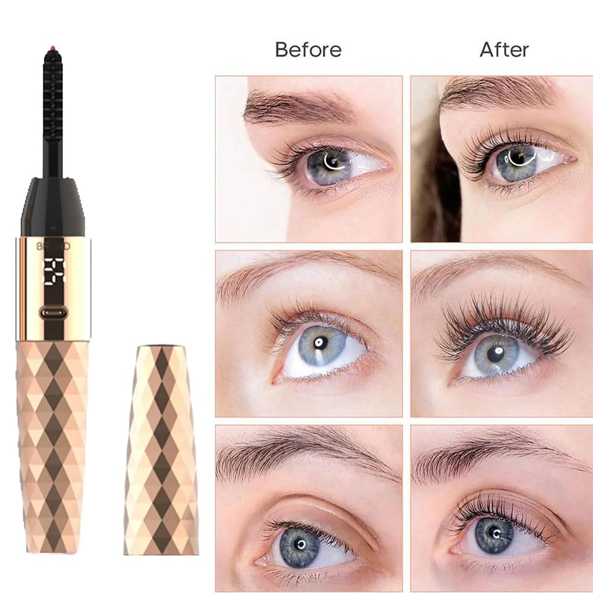 Recourbe Cils Chauffant Facturable Eyelash Curler Comb Recourbe-Cils Électrique Rechargeable Electric Eyelash Curler avec 2 Modes de Portable Électrique Chauffant Cils pour Tous Les Cils