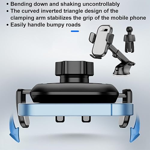 Miniatura 4 de HZEL Soporte de teléfono para automóvil, 2 en 1, soporte para ventilación de aire automotriz para parabrisas de salpicadero, soporte ajustable para