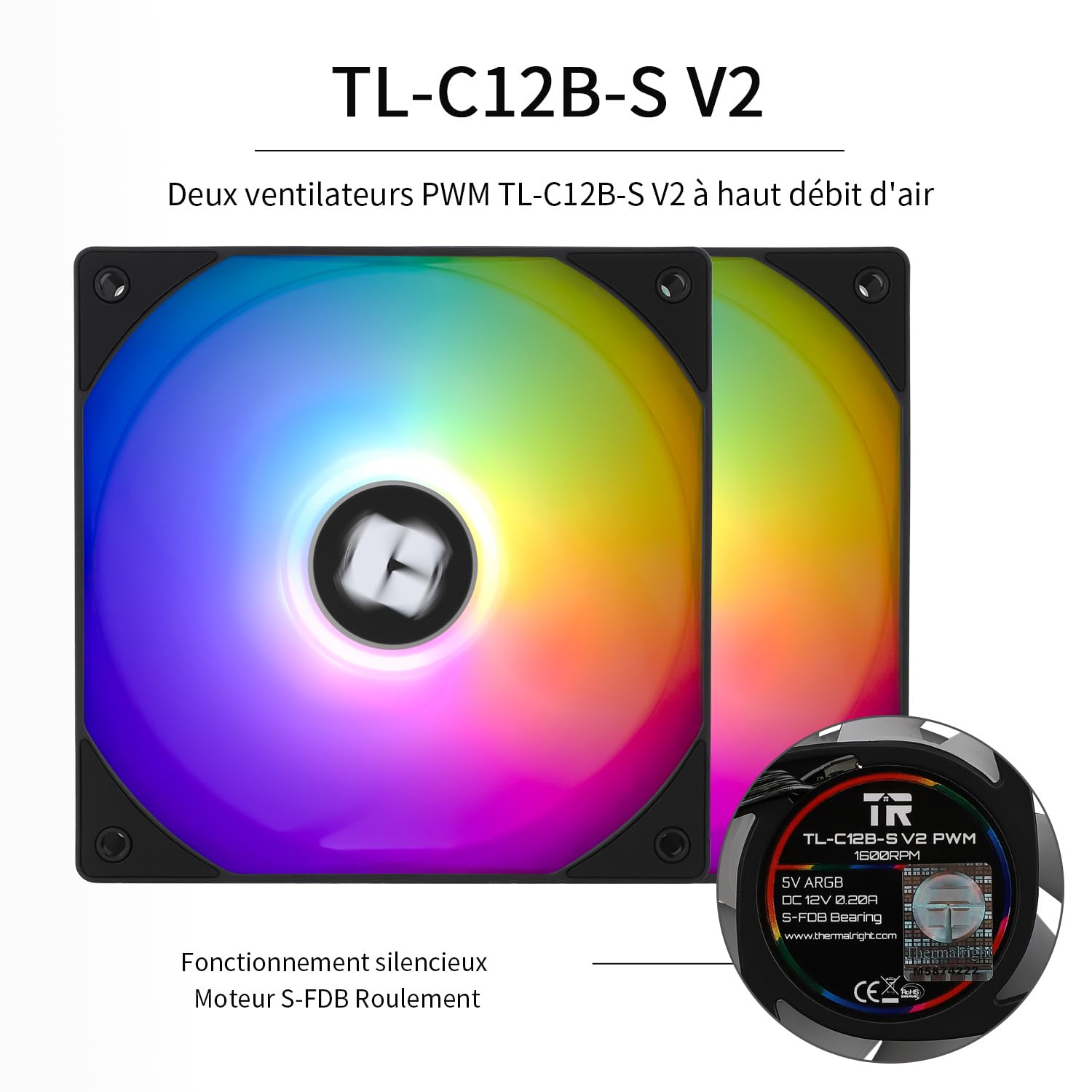 TR PS120SE ARGB refroidisseur d’air CPU 7caloducs Refroidisseur de processeur,double ventilateur PWM TL-C12B-S V2,technologie AGHP,roulement S-FDB,pour AMD AM4 AM5/Intel 1700/1150/1151/1200