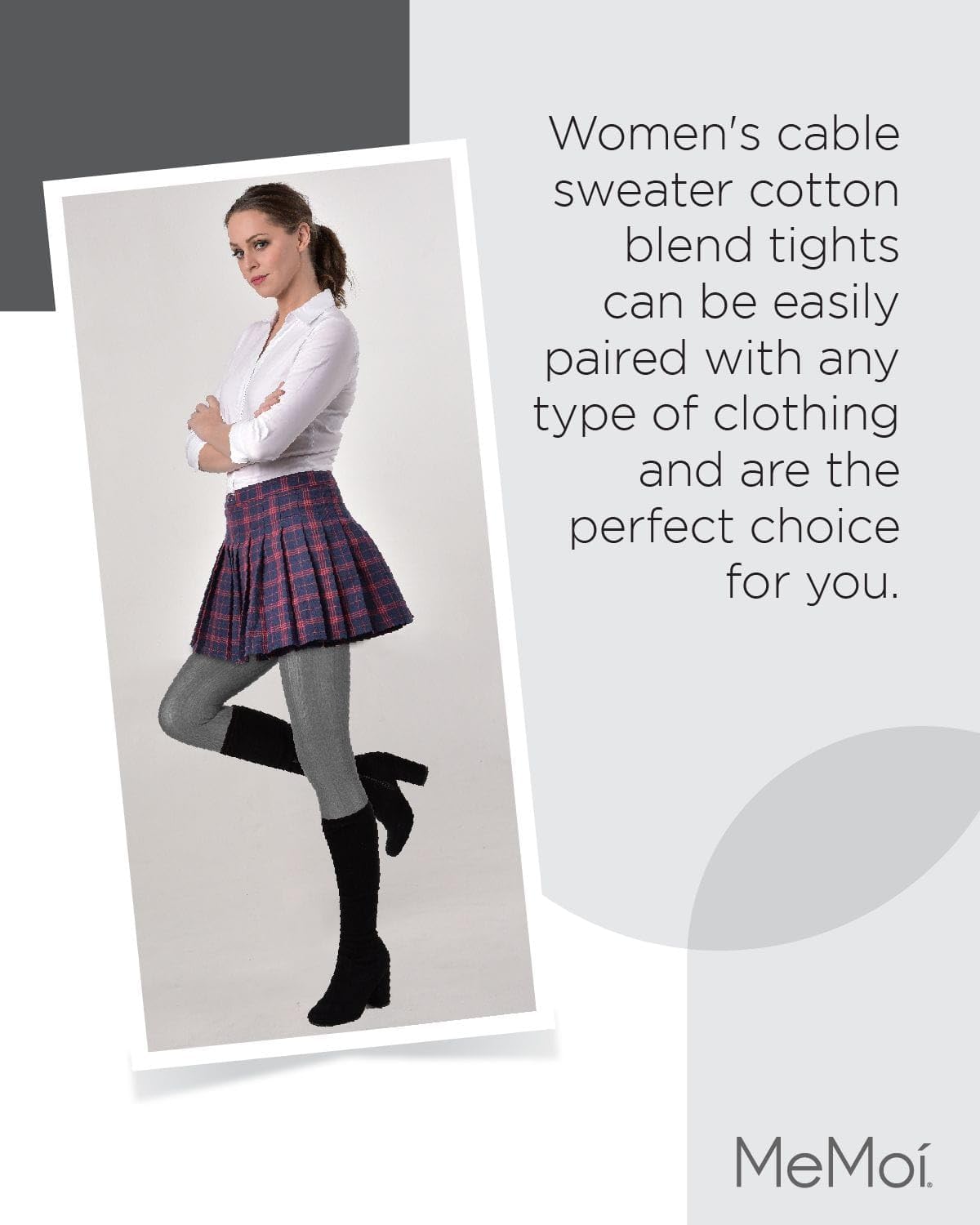 MeMoi Toronto Cable Cotton Tights for Women, Cozy and Breathable Warm Sweater Tights - Sizes S to XL - Image 6