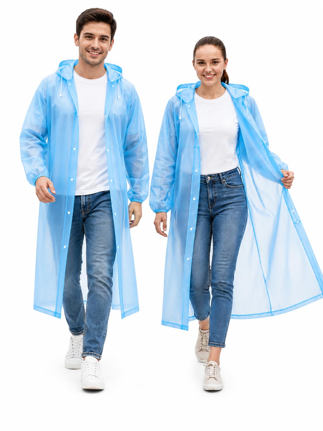 Premium Waterproof Raincoat Sky blue with Attached Hood-image-38