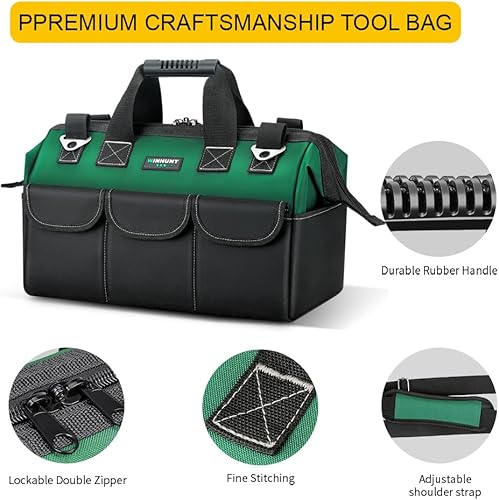 Miniatura 3 de Bolsa de herramientas, organizador de bolsas de herramientas de 13 pulgadas, bolsa de almacenamiento de herramientas con boca ancha, correas de