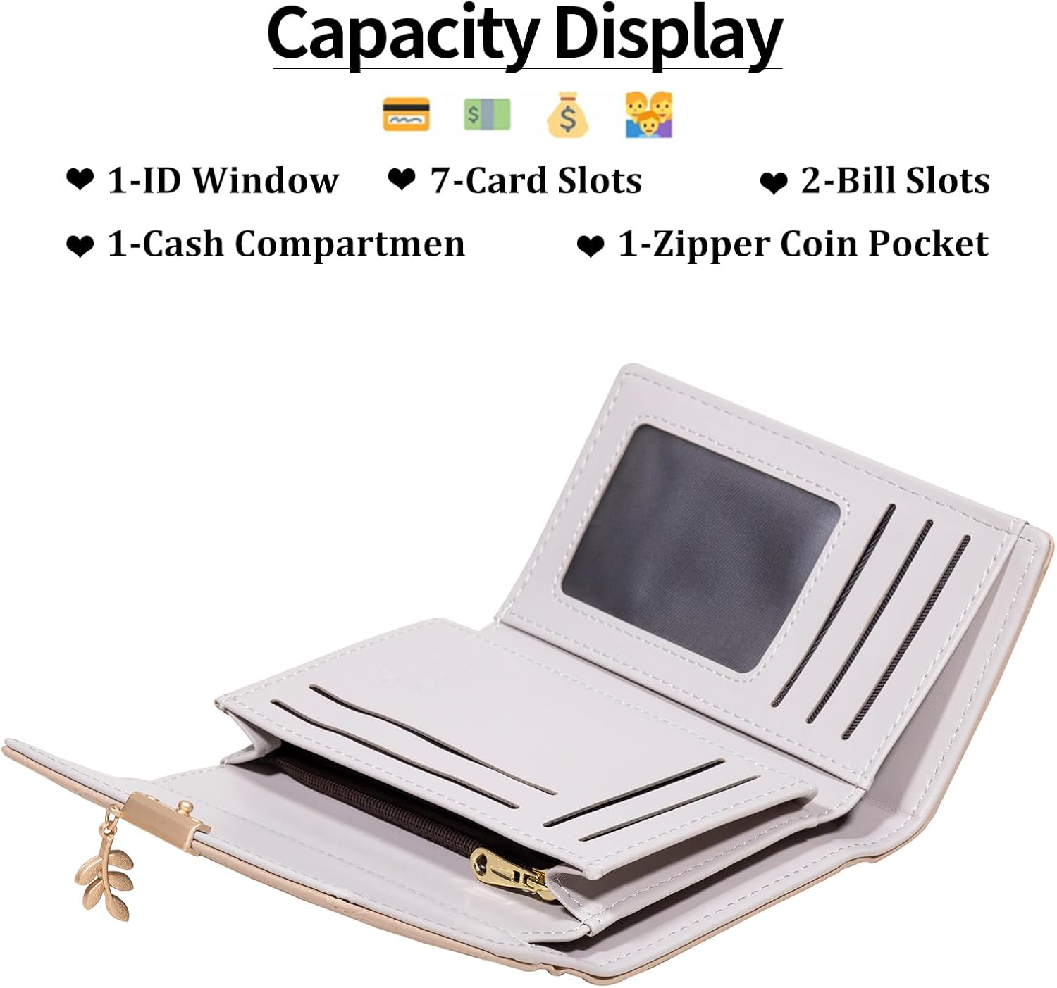 Wallet Woman Leather Small Bifold RFID Blocking Card Holder Ladies Wallet with Zipper Coin Pocket - Image 2