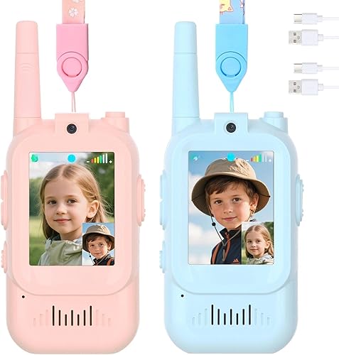 Walkie Talkies de video para niños, video portero portátil recargable para niños, para juegos familiares, exteriores, campamento, senderismo para